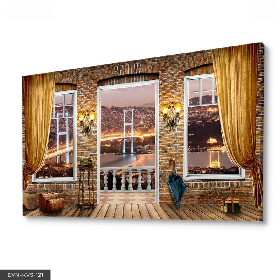 Istanbul Boğazı Tek Parça Kanvas Canvas Tablo Tablo 140 x 90 CM - Çok Renkli