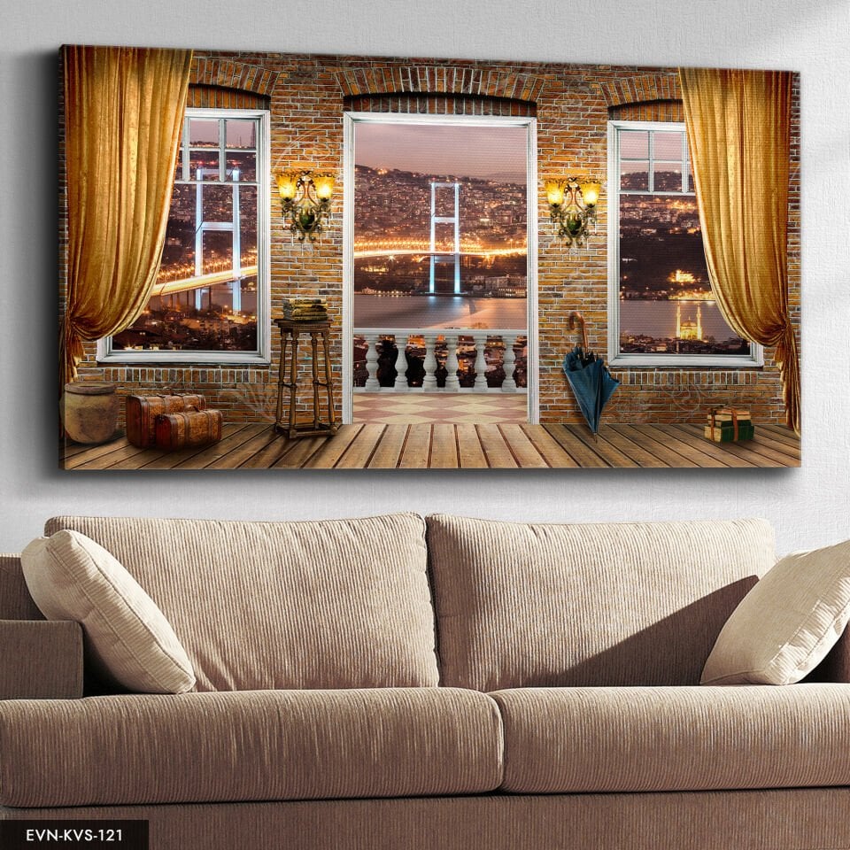 Istanbul Boğazı Tek Parça Kanvas Canvas Tablo Tablo 140 x 90 CM - Çok Renkli