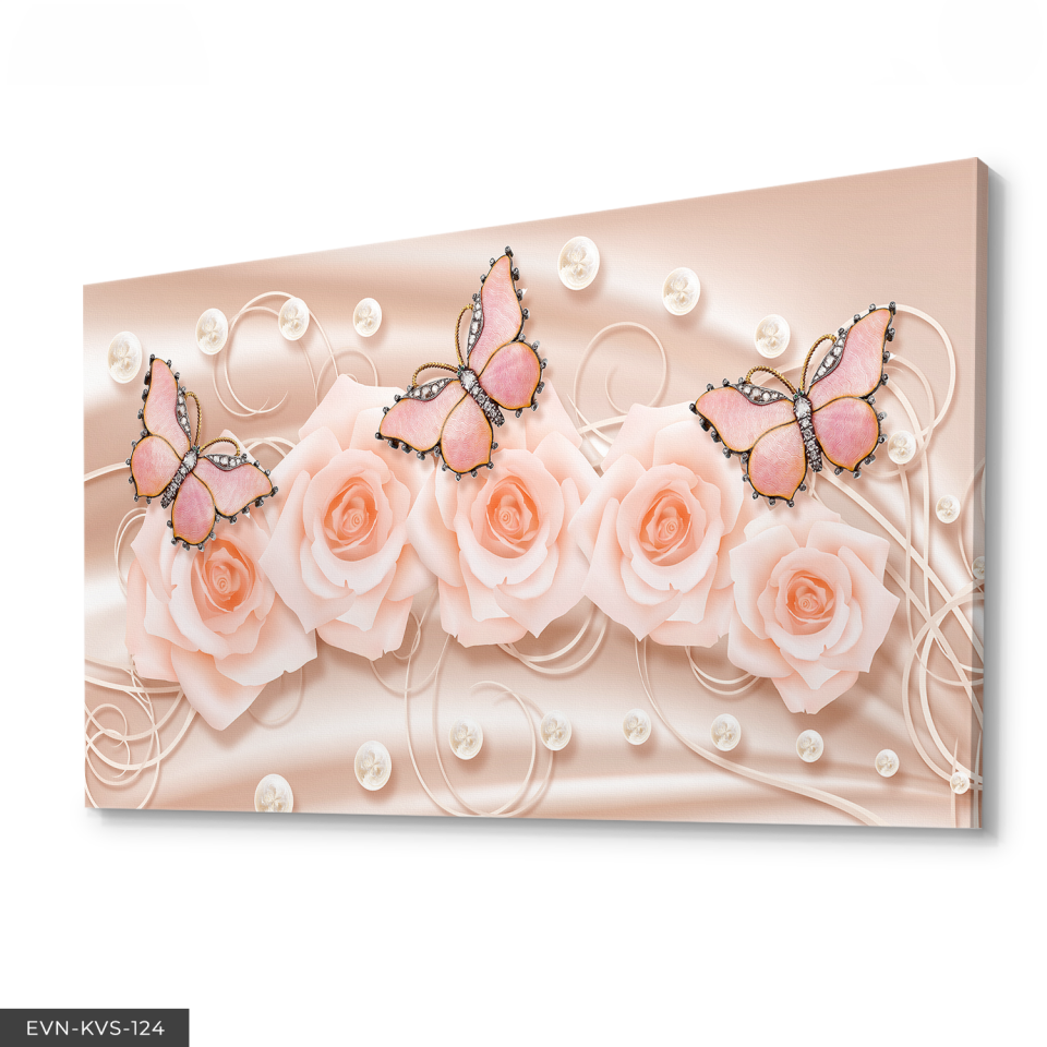 Pembe Kelebekler Tek Parça Kanvas Canvas Tablo Tablo