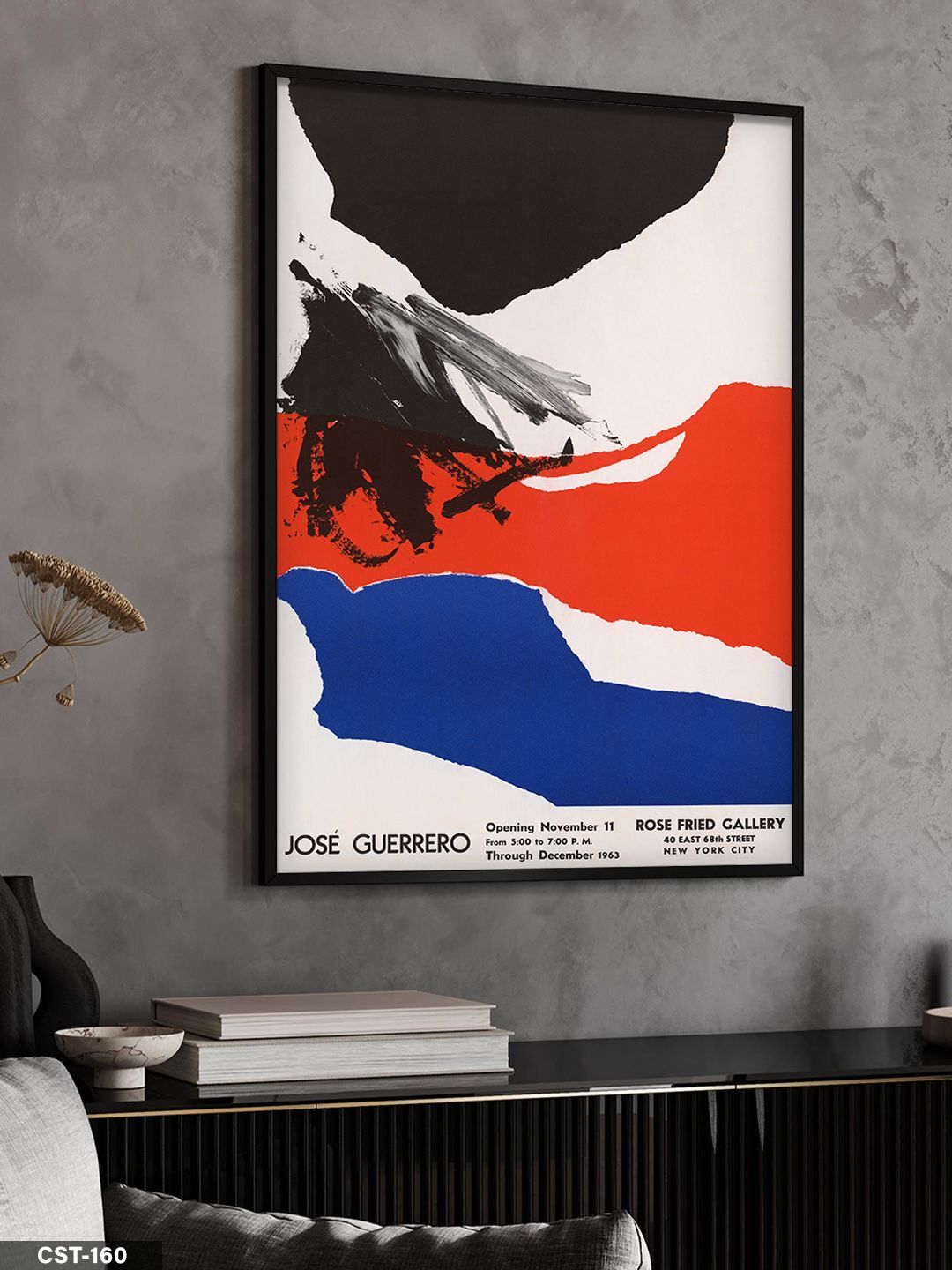 Jose Guerrero - Eseri Tek Parça Ahşap Çerçeveli Tablo Siyah - 30 x 40 CM