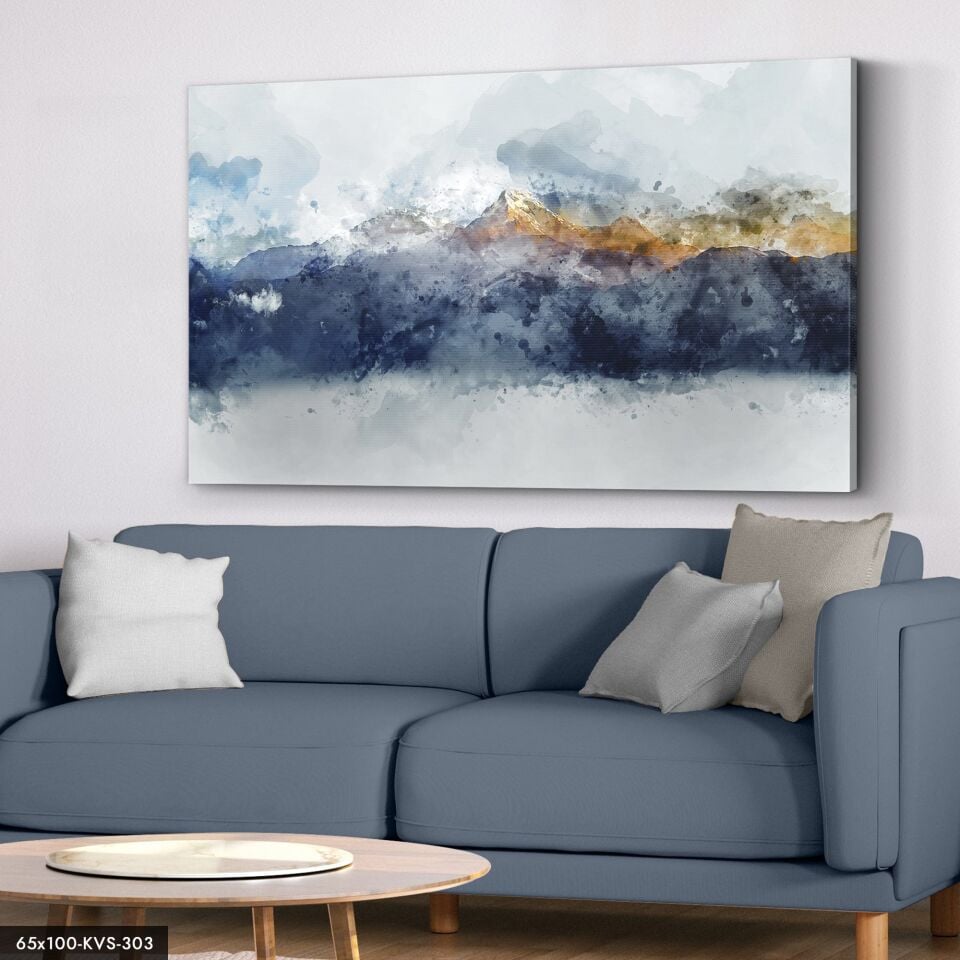 Dağlar Soyut Sanat Kanvas - Canvas Tablo 40 x 30 CM - Çok Renkli