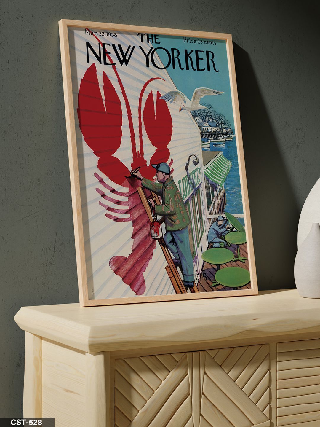 The New Yorker Poster Tek Parça Ahşap Çerçeveli Tablo Naturel - 30 x 40 CM