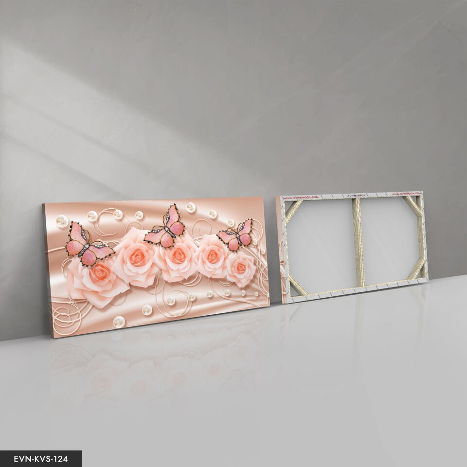 Pembe Kelebekler Tek Parça Kanvas Canvas Tablo Tablo