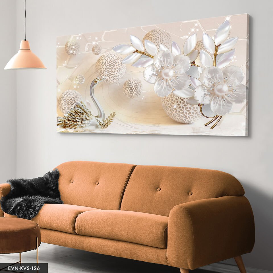 Incili Kuğu Tek Parça Kanvas Canvas Tablo Tablo