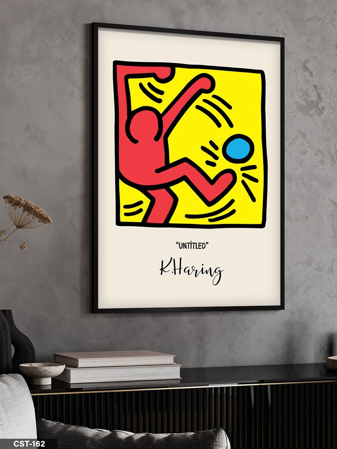 Keith Haring Untitled Tek Parça Ahşap Çerçeveli Tablo Siyah - 30 x 40 CM