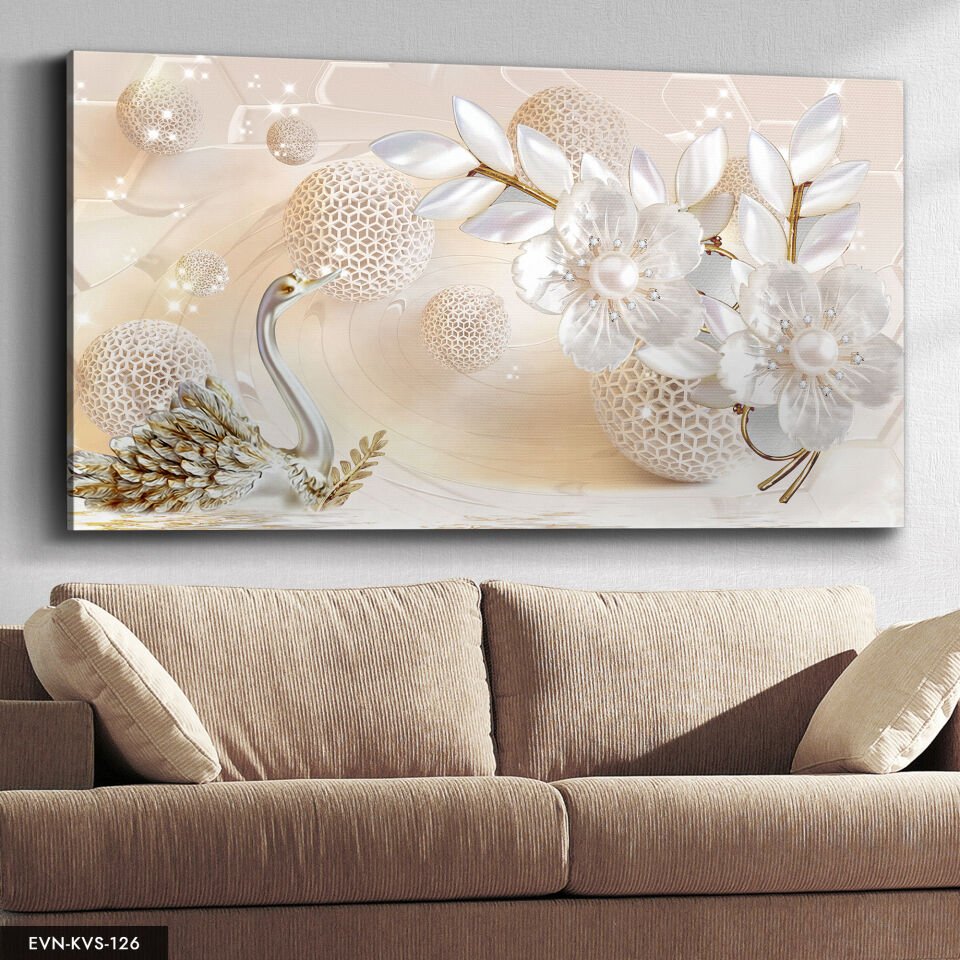 Incili Kuğu Tek Parça Kanvas Canvas Tablo Tablo