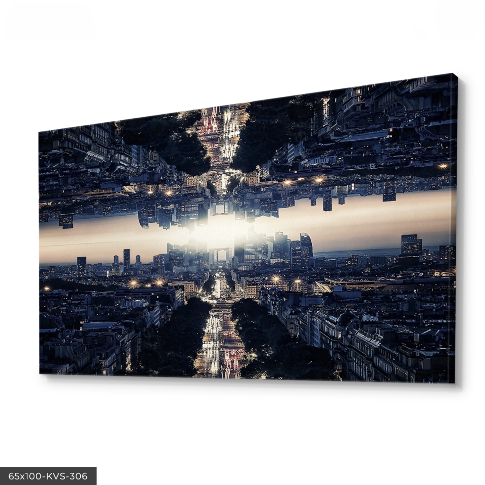 Ters Düz Şehir Kanvas - Canvas Tablo