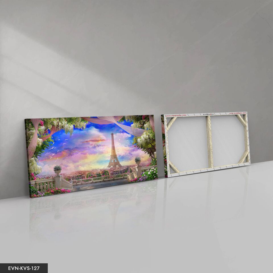 Eyfel Kulesi Tek Parça Kanvas Canvas Tablo Tablo 40 x 30 CM - Çok Renkli