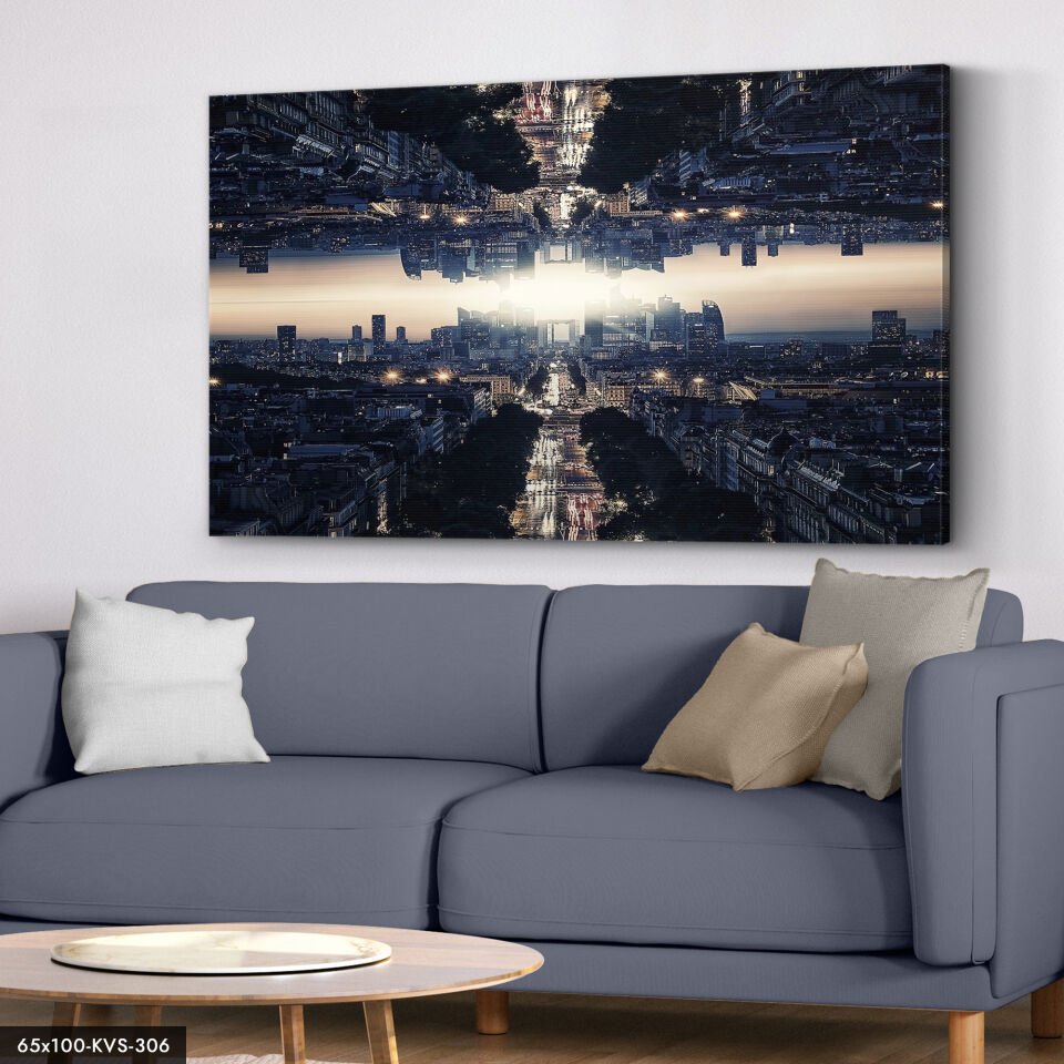 Ters Düz Şehir Kanvas - Canvas Tablo