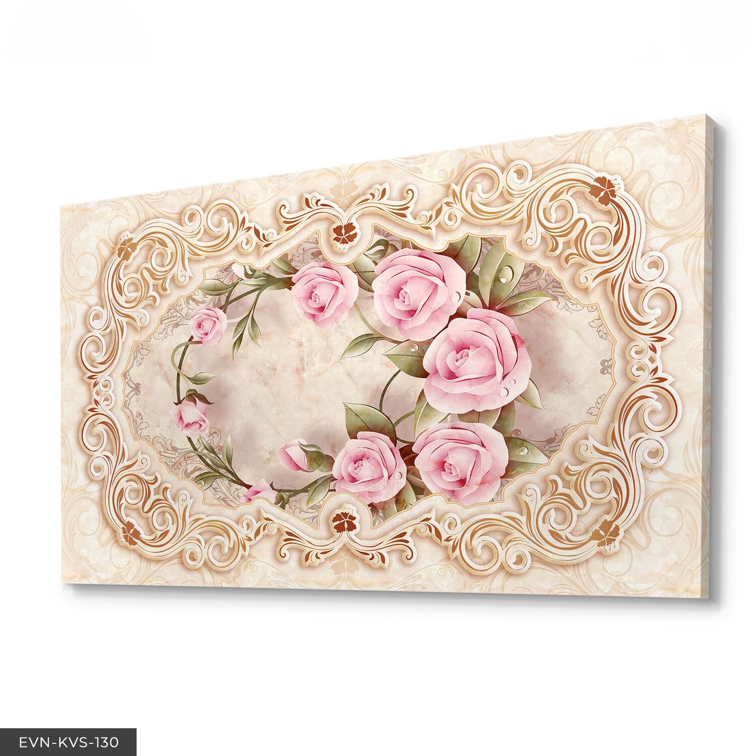 Pembe Gül Tek Parça Kanvas Canvas Tablo Tablo 40 x 30 CM - Çok Renkli