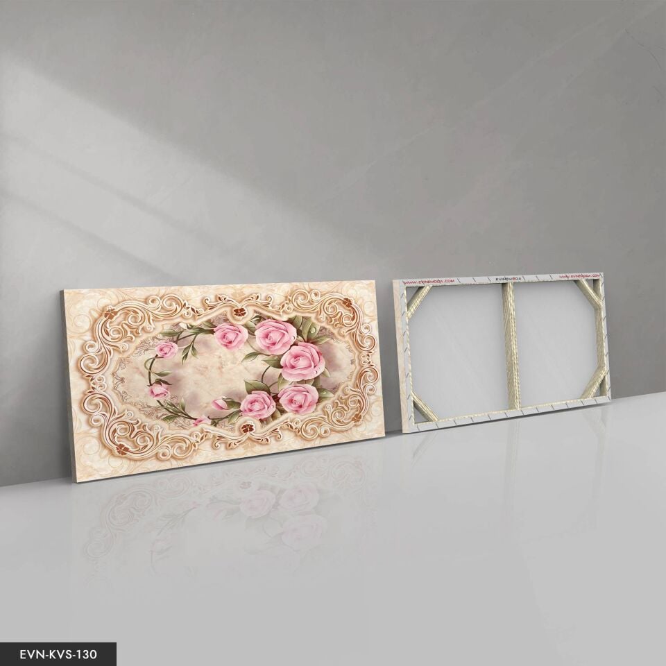 Pembe Gül Tek Parça Kanvas Canvas Tablo Tablo 40 x 30 CM - Çok Renkli