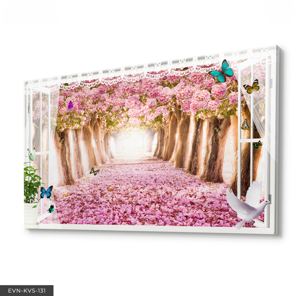 Pembe Tünel Tek Parça Kanvas Canvas Tablo Tablo 140 x 90 CM - Çok Renkli