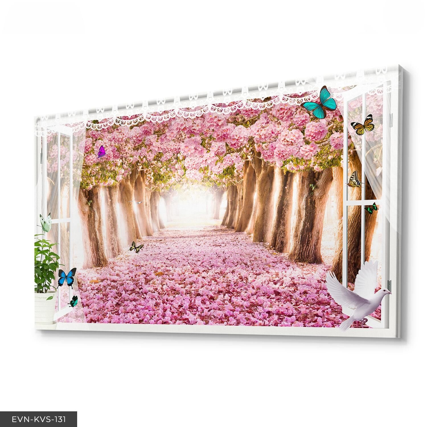 Pembe Tünel Tek Parça Kanvas Canvas Tablo Tablo 40 x 30 CM - Çok Renkli