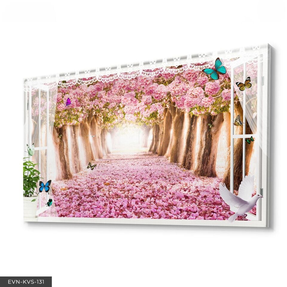 Pembe Tünel Tek Parça Kanvas Canvas Tablo Tablo 140 x 90 CM - Çok Renkli