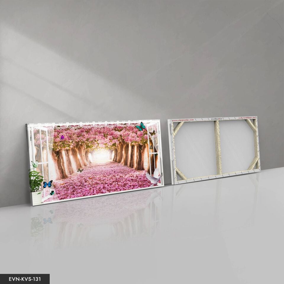 Pembe Tünel Tek Parça Kanvas Canvas Tablo Tablo 40 x 30 CM - Çok Renkli