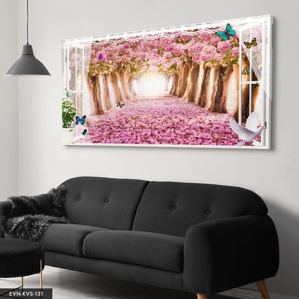 Pembe Tünel Tek Parça Kanvas Canvas Tablo Tablo 40 x 30 CM - Çok Renkli