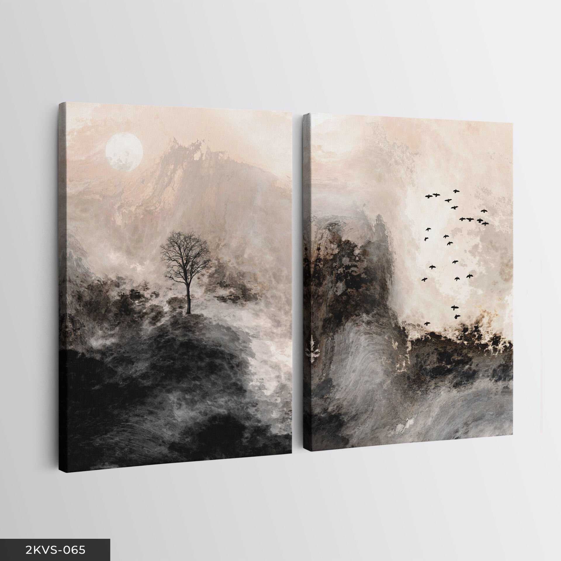 Fırça İzleriyle Modern Sanat 2 Parça Kanvas - Canvas Tablo