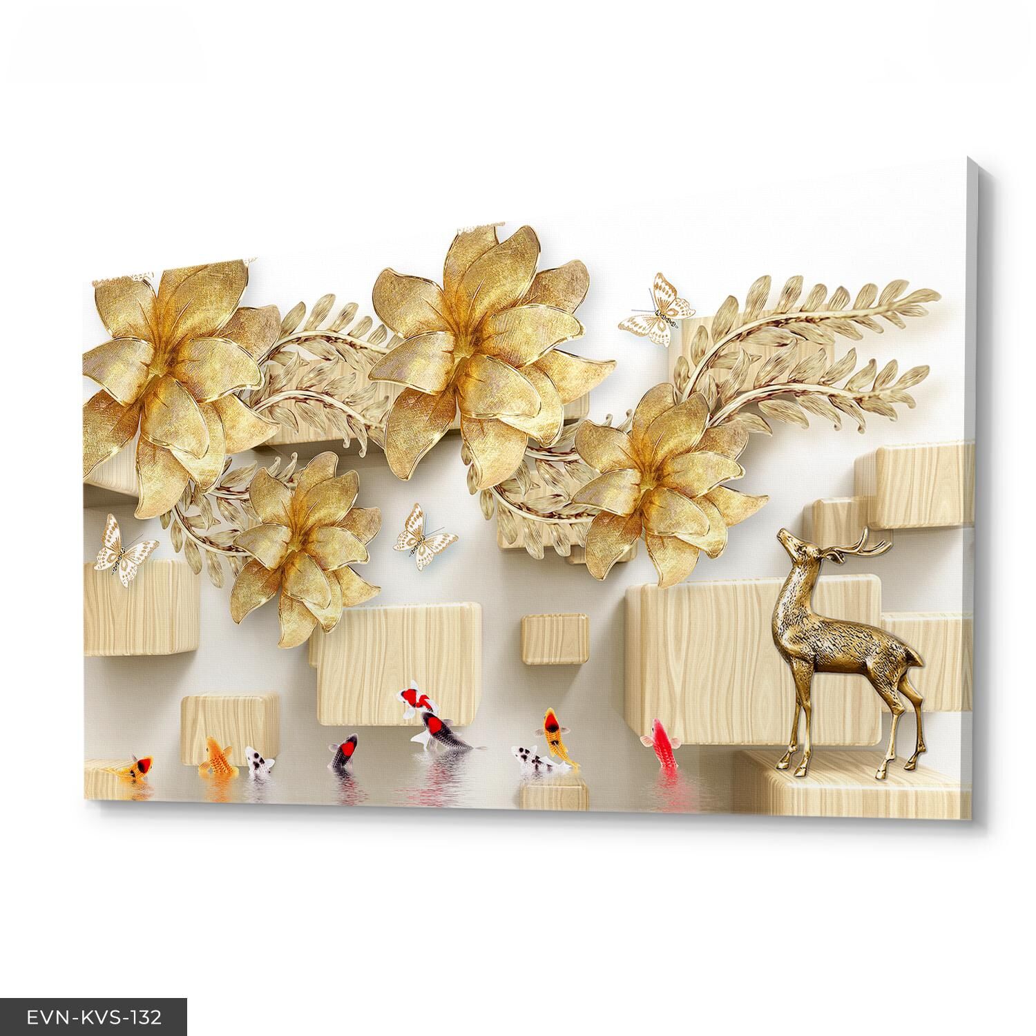 Altın Çiçek Tek Parça Kanvas Canvas Tablo Tablo 40 x 30 CM - Çok Renkli