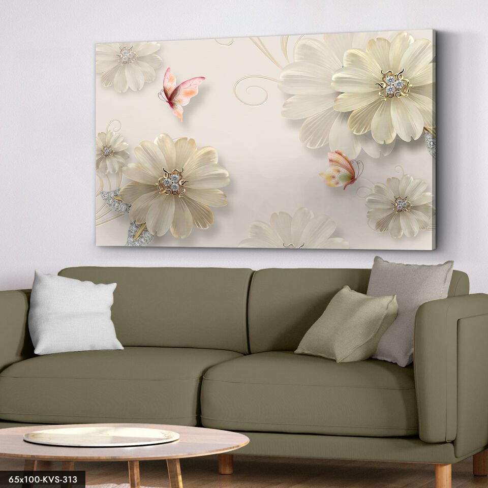 Incili Çiçekler Kanvas - Canvas Tablo