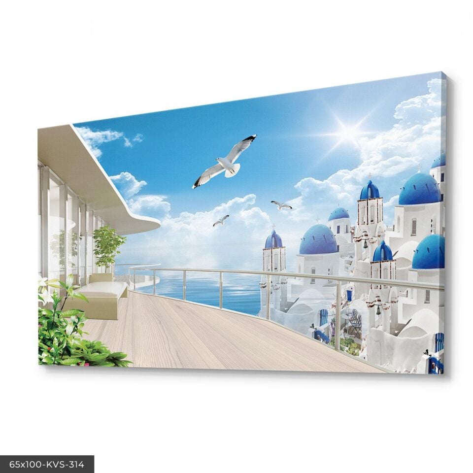 Deniz Kenarı Kanvas - Canvas Tablo 140 x 90 CM - Çok Renkli