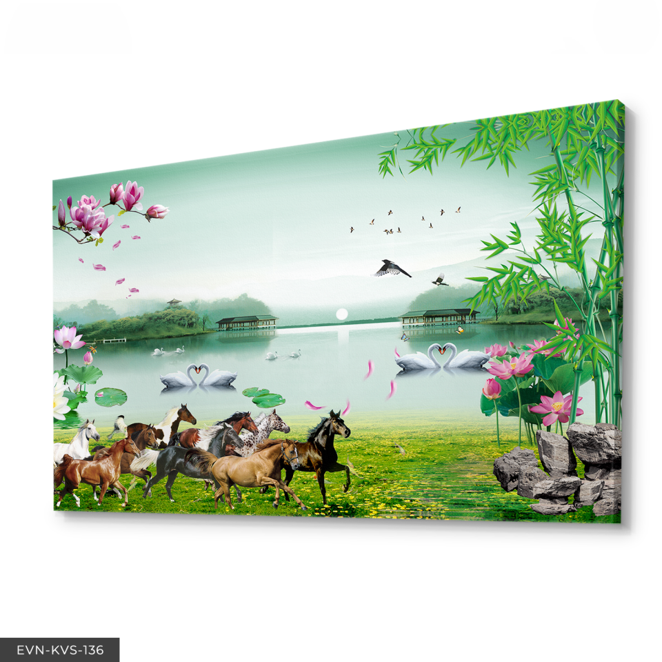 Doğadaki Atlar Tek Parça Kanvas Canvas Tablo Tablo