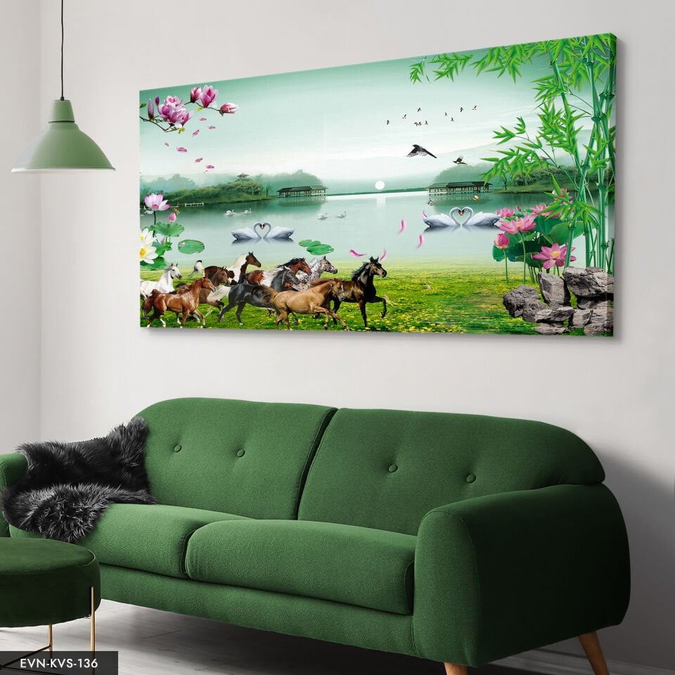 Doğadaki Atlar Tek Parça Kanvas Canvas Tablo Tablo