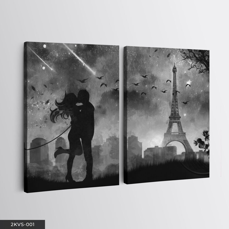 Eyfel Kulesi Aşk 2 Parça Kanvas - Canvas Tablo