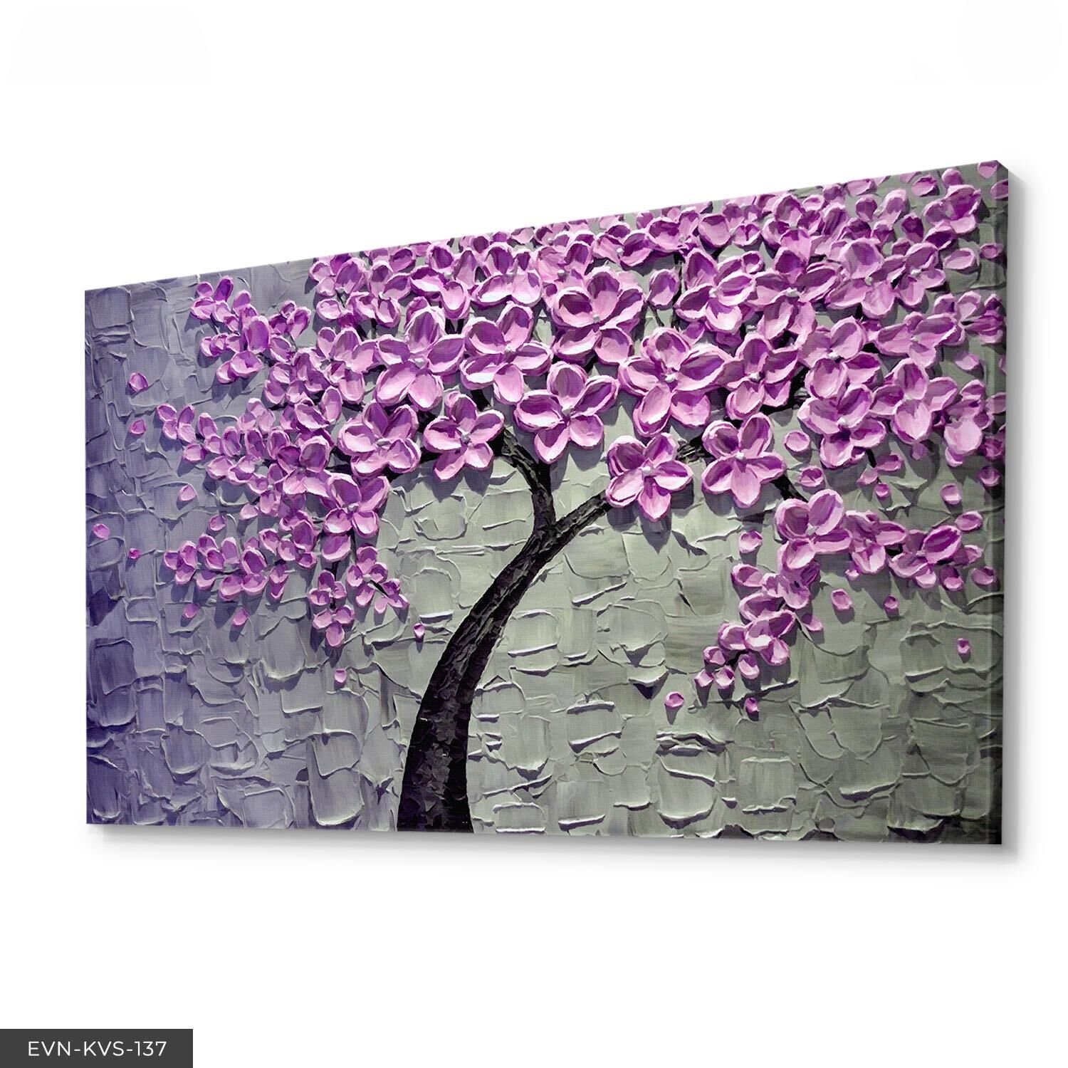 Çiçekli Ağaç Tek Parça Kanvas Canvas Tablo Tablo 40 x 30 CM - Çok Renkli