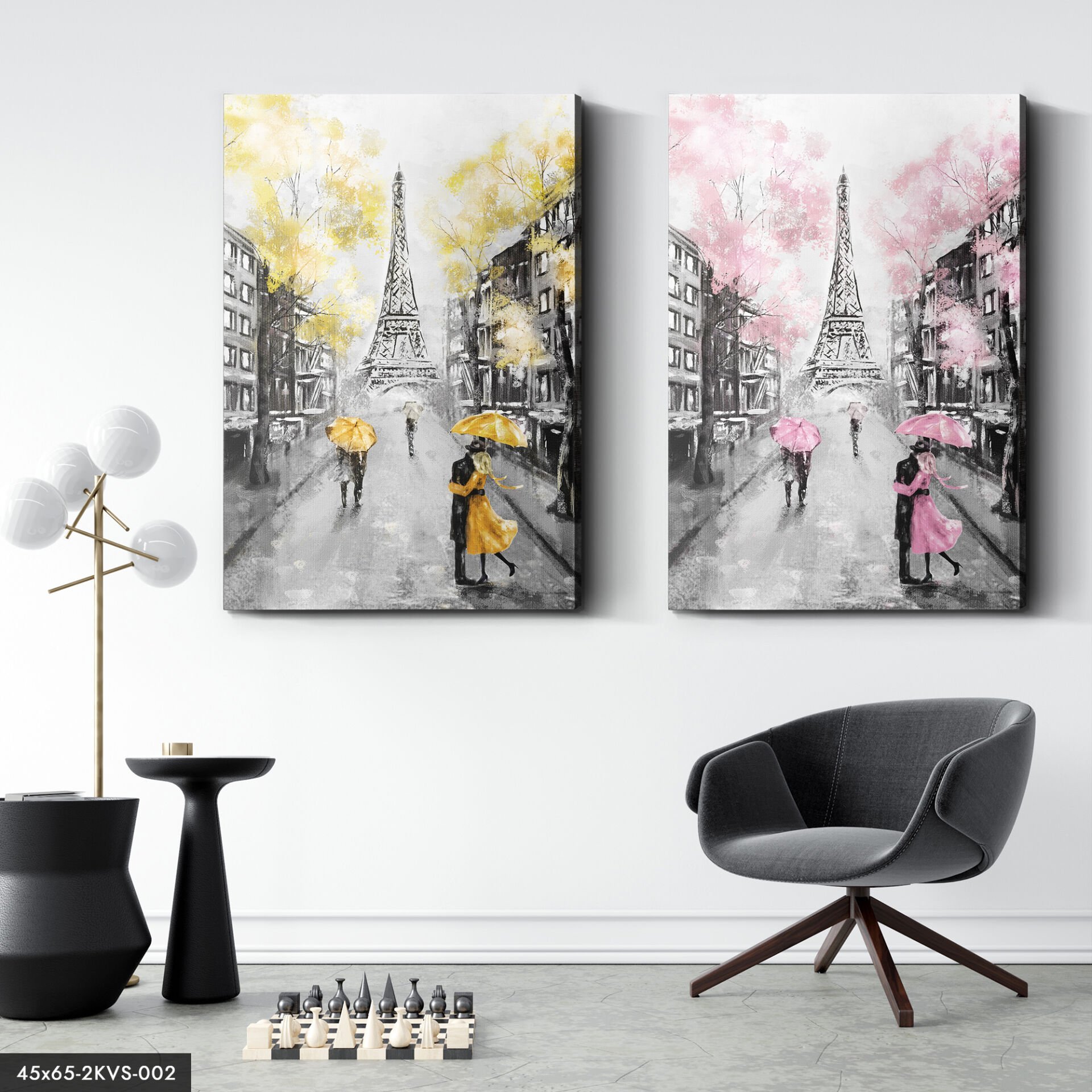 Eyfel Kulesi Aşk 2 Parça Kanvas - Canvas Tablo