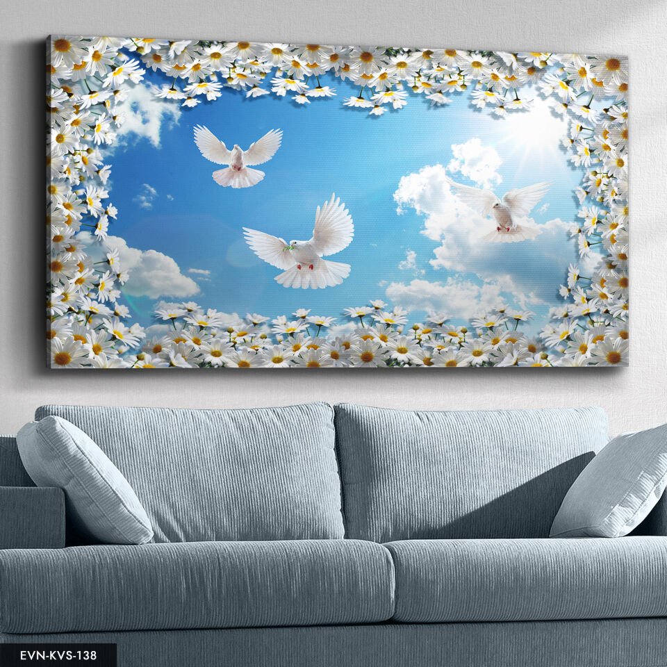 Beyaz Güvercin Tek Parça Kanvas Canvas Tablo Tablo
