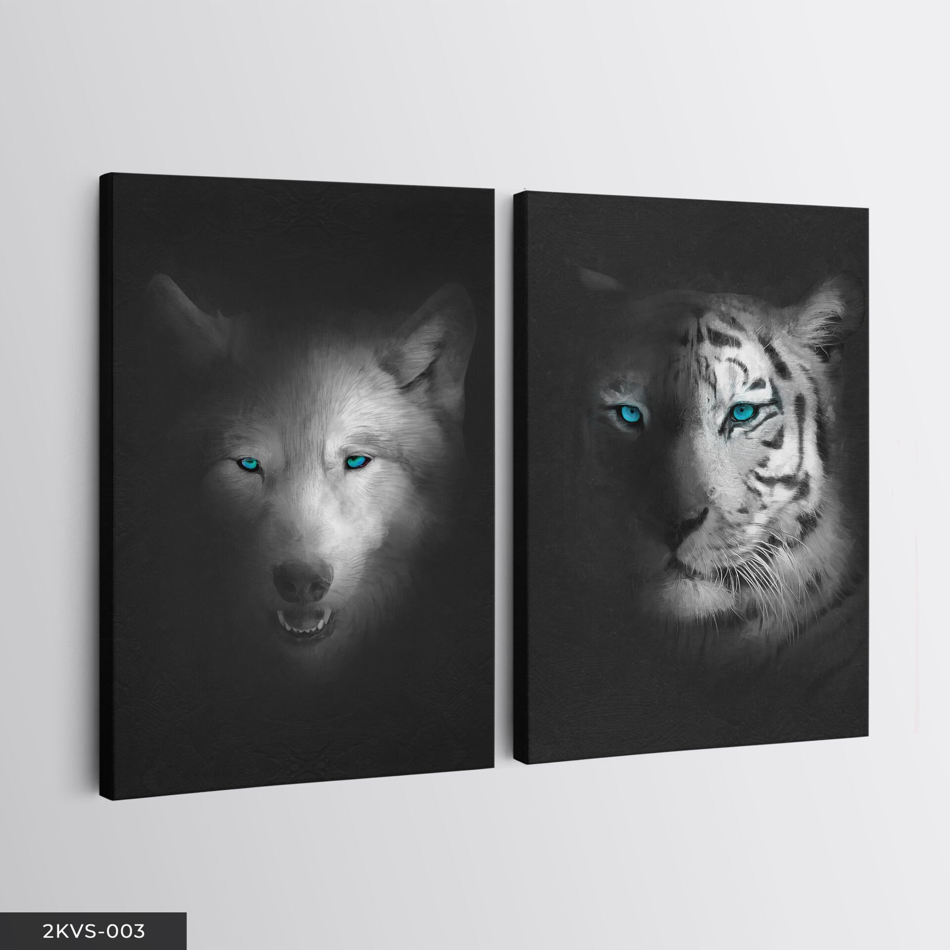 Kaplan Ve Kurt 2 Parça Kanvas - Canvas Tablo