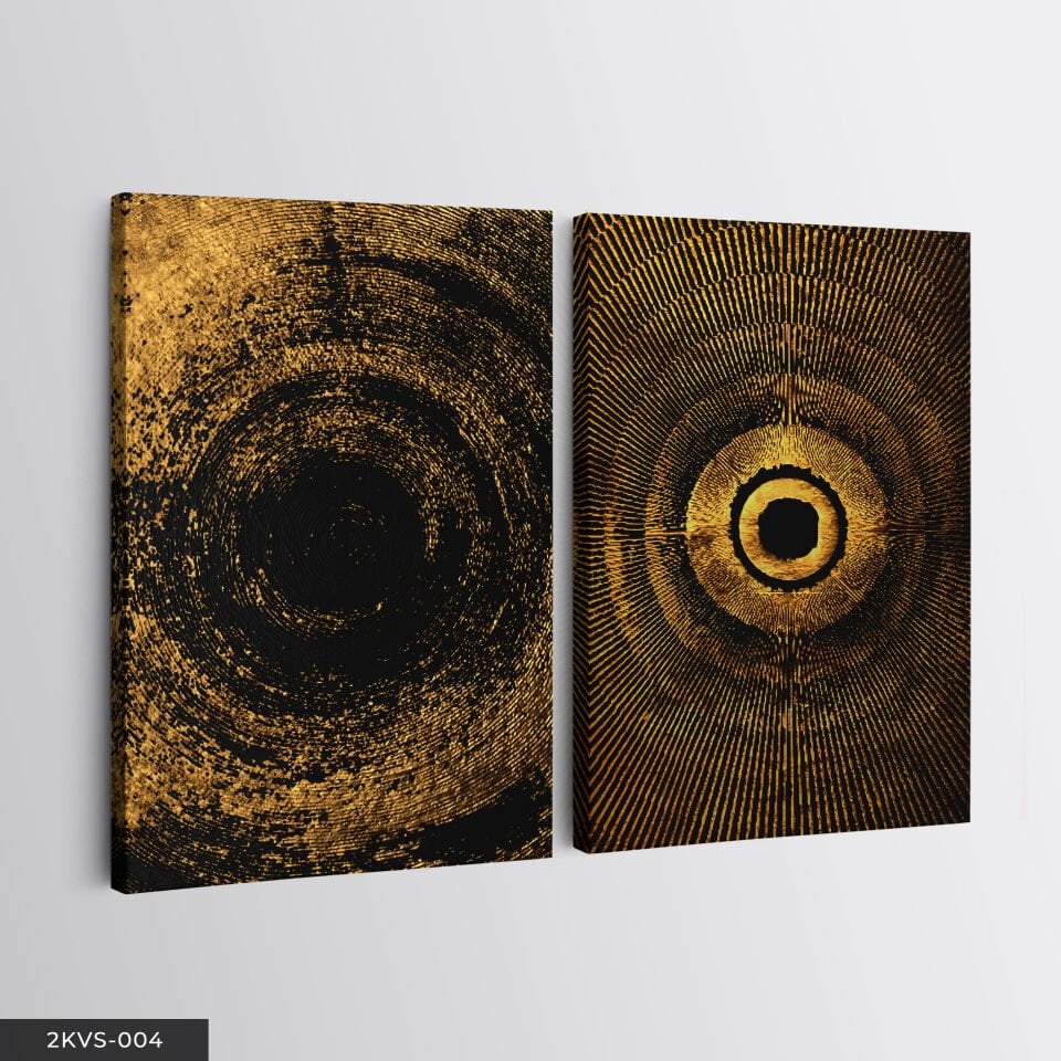 Gold Girdap 2 Parça Kanvas - Canvas Tablo