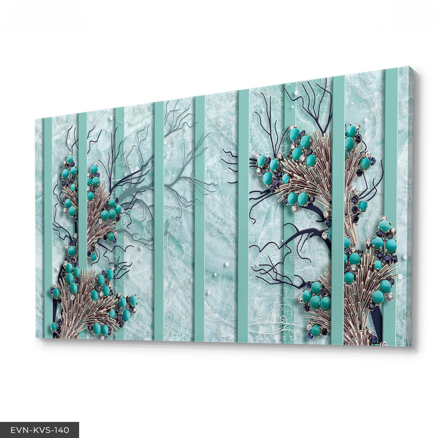 Yeşil Taşlı Tek Parça Kanvas Canvas Tablo Tablo 40 x 30 CM - Çok Renkli