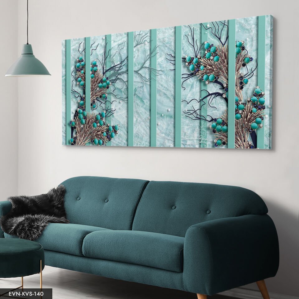 Yeşil Taşlı Tek Parça Kanvas Canvas Tablo Tablo