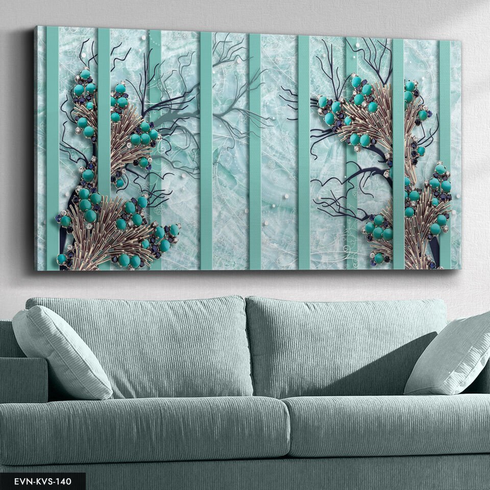 Yeşil Taşlı Tek Parça Kanvas Canvas Tablo Tablo