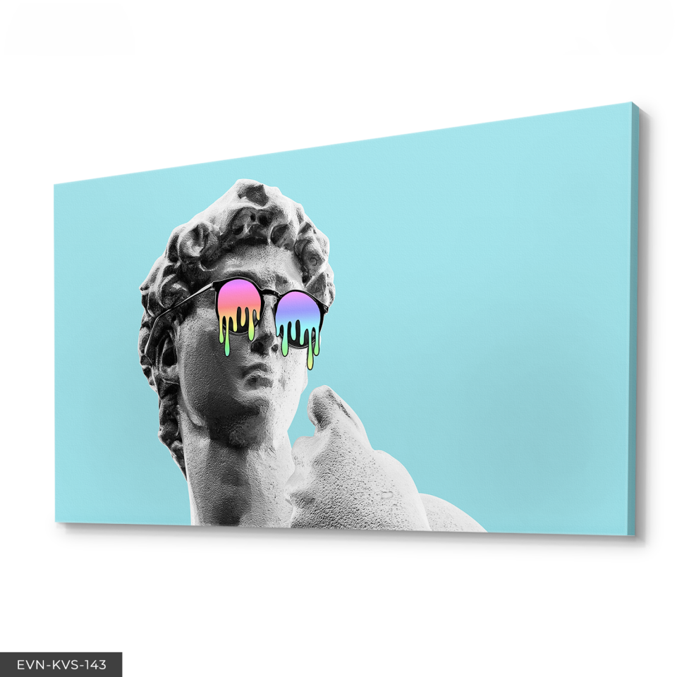 Gözlüklü Heykel Tek Parça Kanvas Canvas Tablo Tablo