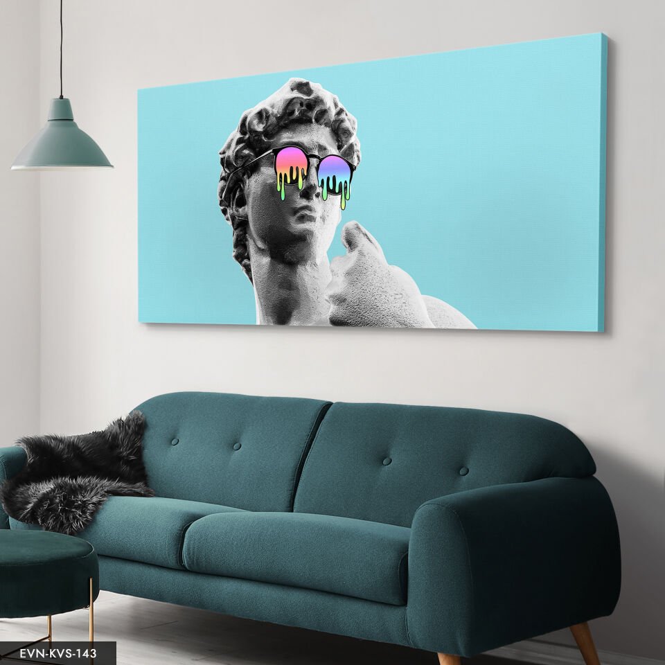 Gözlüklü Heykel Tek Parça Kanvas Canvas Tablo Tablo