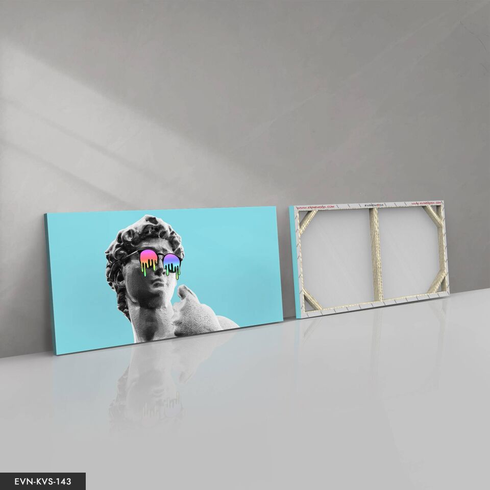 Gözlüklü Heykel Tek Parça Kanvas Canvas Tablo Tablo 40 x 30 CM - Çok Renkli