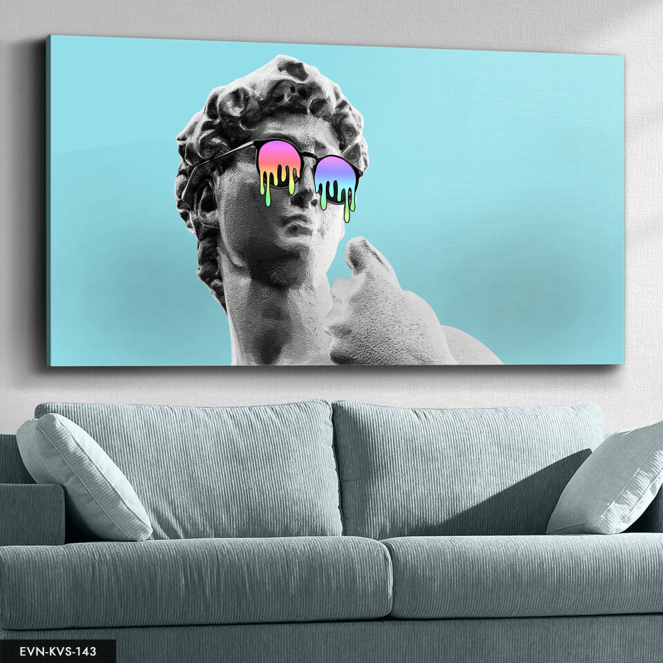 Gözlüklü Heykel Tek Parça Kanvas Canvas Tablo Tablo