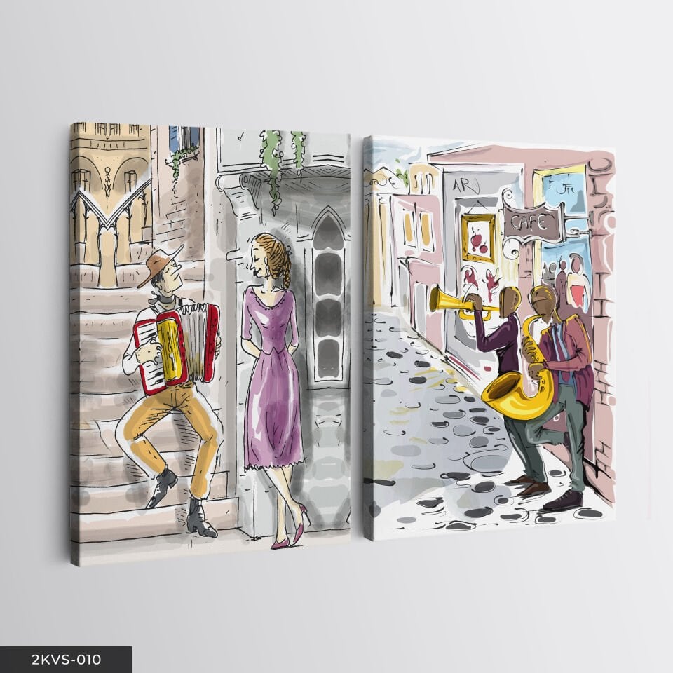 Sokak Müziği 2 Parça Kanvas - Canvas Tablo