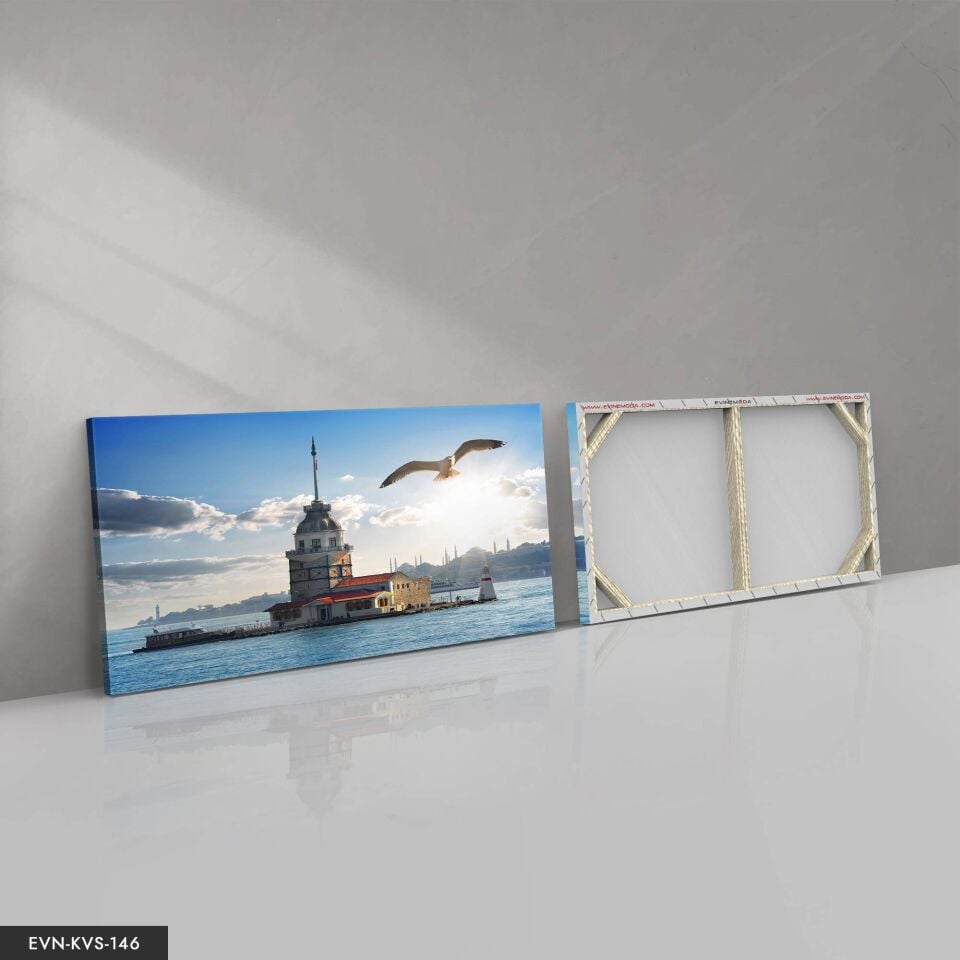 Kız Kulesi Tek Parça Kanvas Canvas Tablo Tablo 40 x 30 CM - Çok Renkli