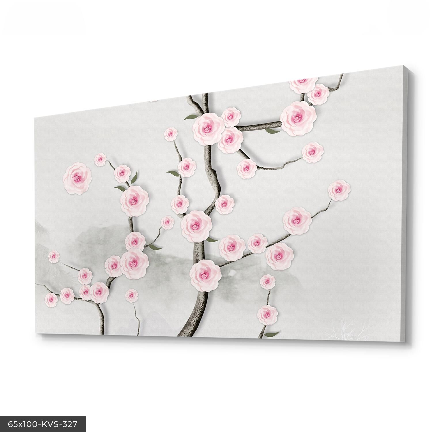 Pembe Çiçekler Kanvas - Canvas Tablo 40 x 30 CM - Çok Renkli