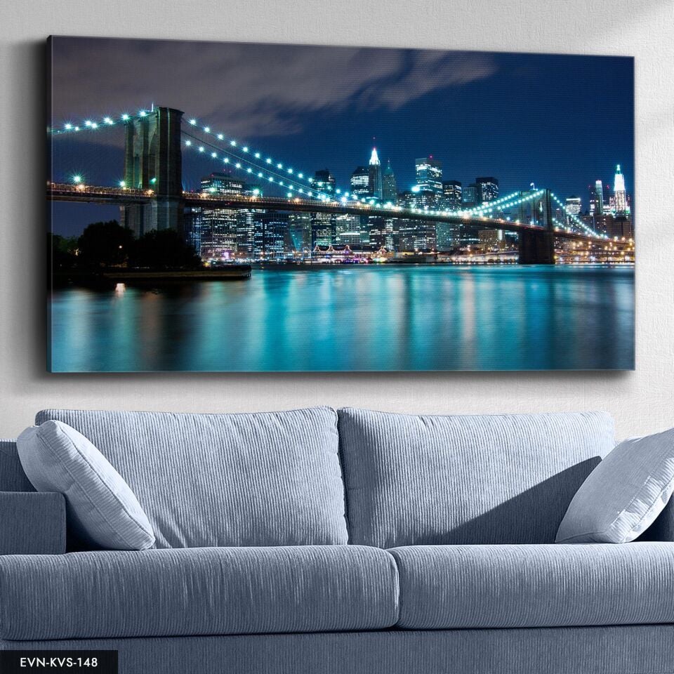 Köprü Manzaralı Tek Parça Kanvas Canvas Tablo Tablo 40 x 30 CM - Çok Renkli