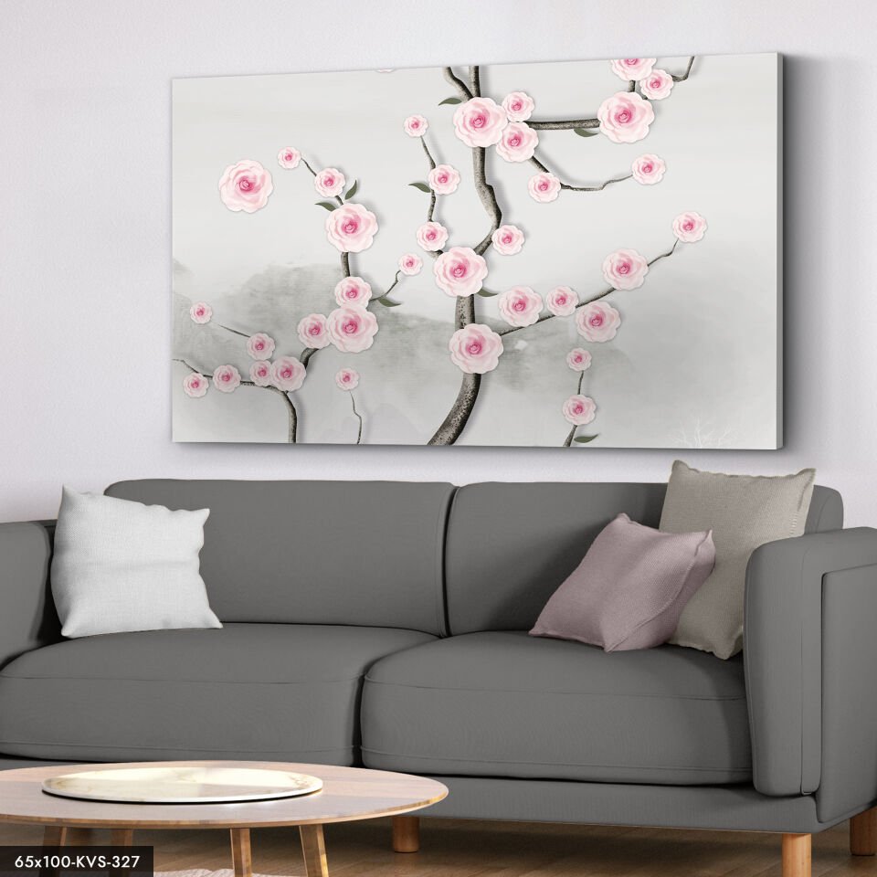 Pembe Çiçekler Kanvas - Canvas Tablo