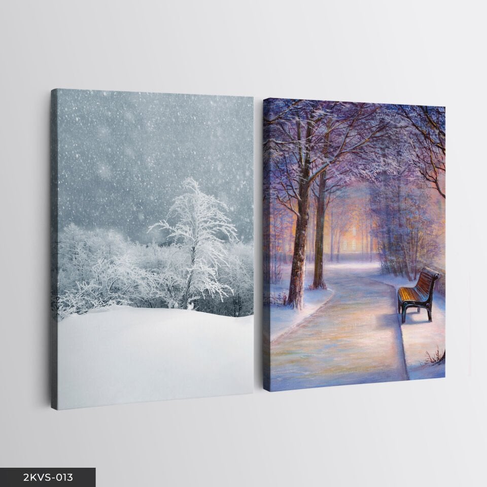 Kış Manzarası 2 Parça Kanvas - Canvas Tablo