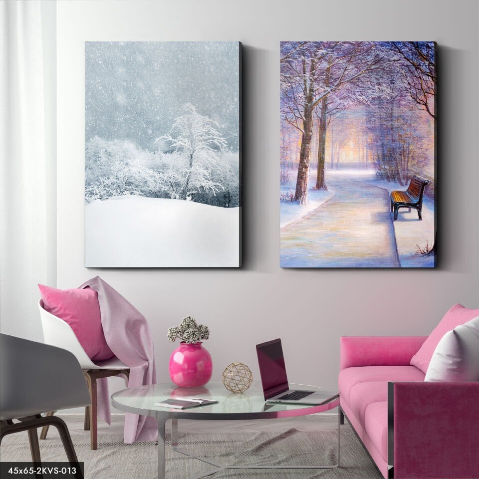 Kış Manzarası 2 Parça Kanvas - Canvas Tablo