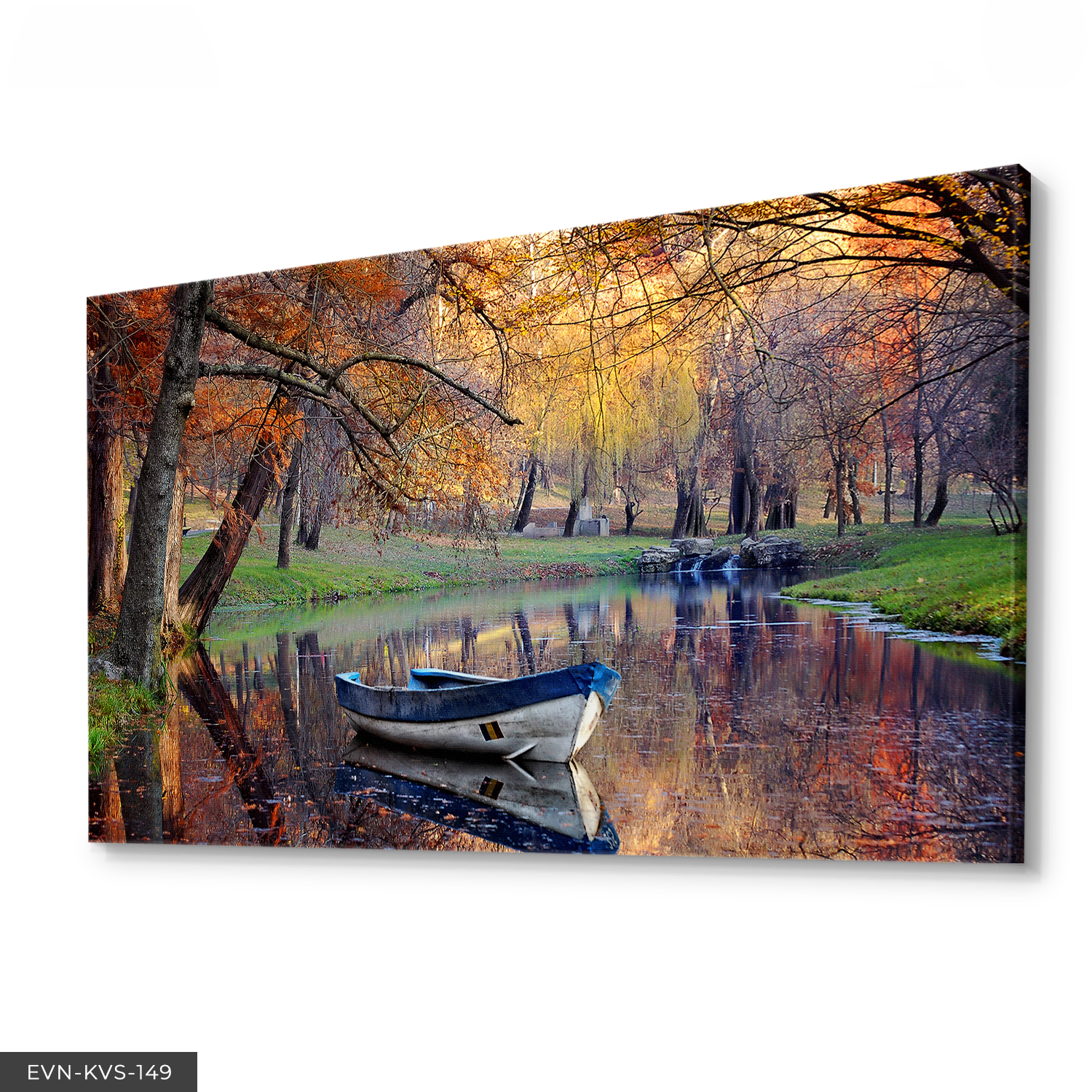 Kayık Manzaralı Tek Parça Kanvas Canvas Tablo Tablo 140 x 90 CM - Çok Renkli