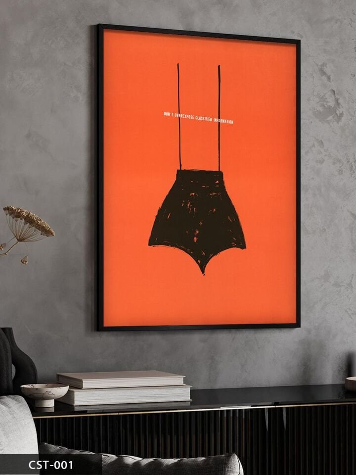 Don't overexpose classified information Tek Parça Ahşap Çerçeveli Tablo Siyah - 50 x 70 CM