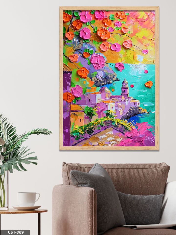 Dokulu Manzara Tek Parça Ahşap Çerçeveli Tablo Naturel - 50 x 70 CM