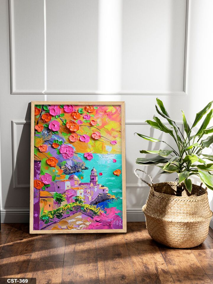 Dokulu Manzara Tek Parça Ahşap Çerçeveli Tablo Naturel - 50 x 70 CM